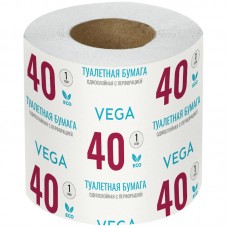 Туалетная бумага Vega, 1-слойная, 40м/рул., на втулке